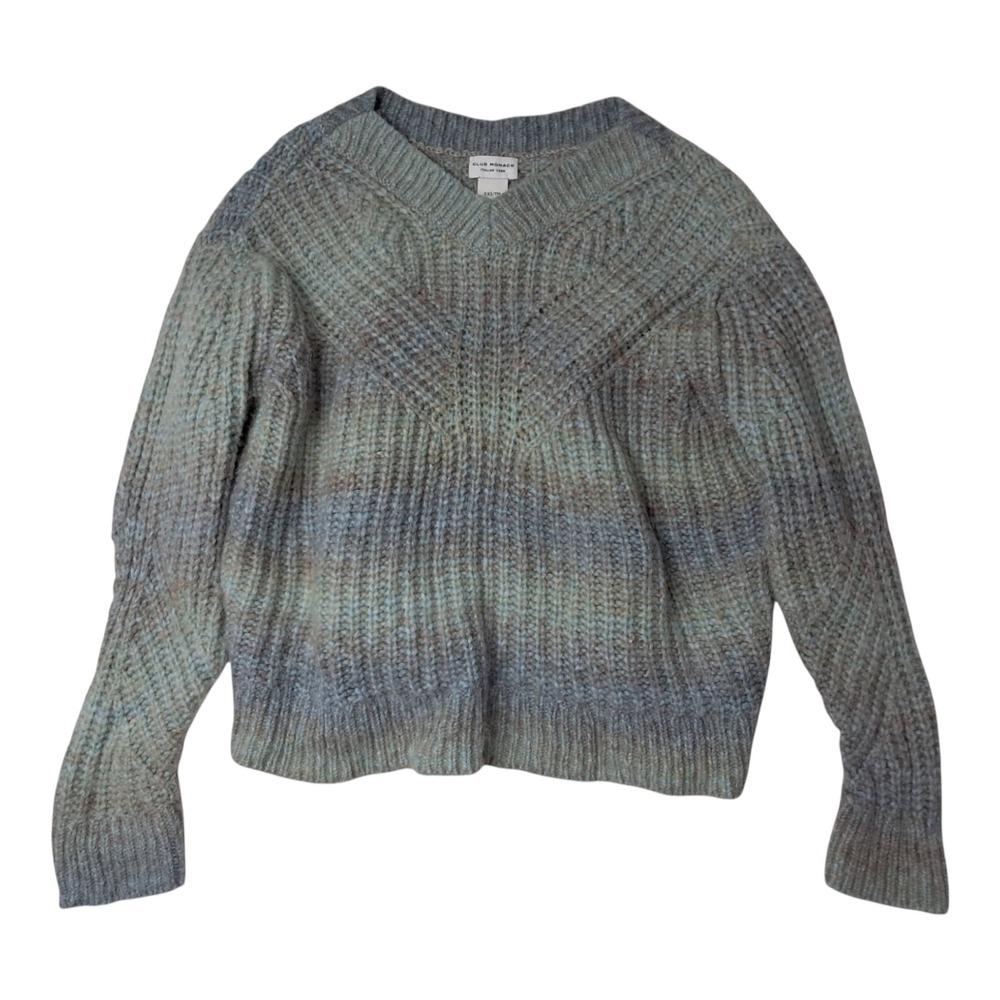 Club Monaco Sweater Women's XXS Oversized Blue Ombre Italian Yarn Wool Alpaca